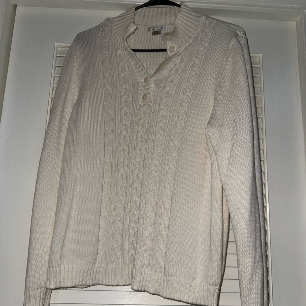 Christopher & Banks Cream V-Neck Sweater